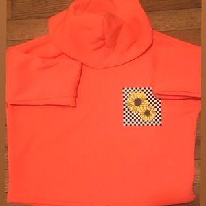 Neon Salmon crop top hoodie